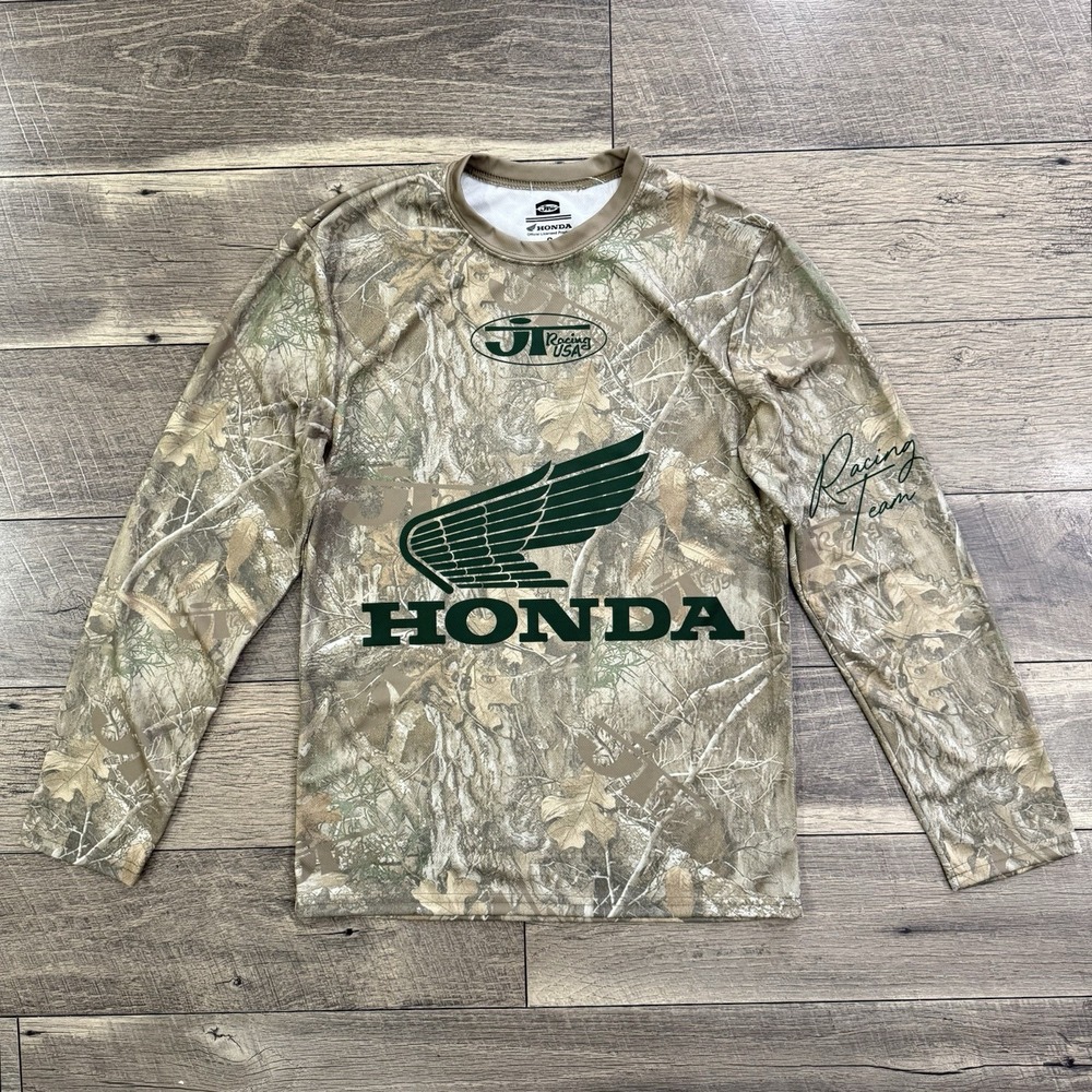 Honda x JT Racing Shirt Mens Size Small Jersey Long Sleeve Mossy‎ Camo Green NEW